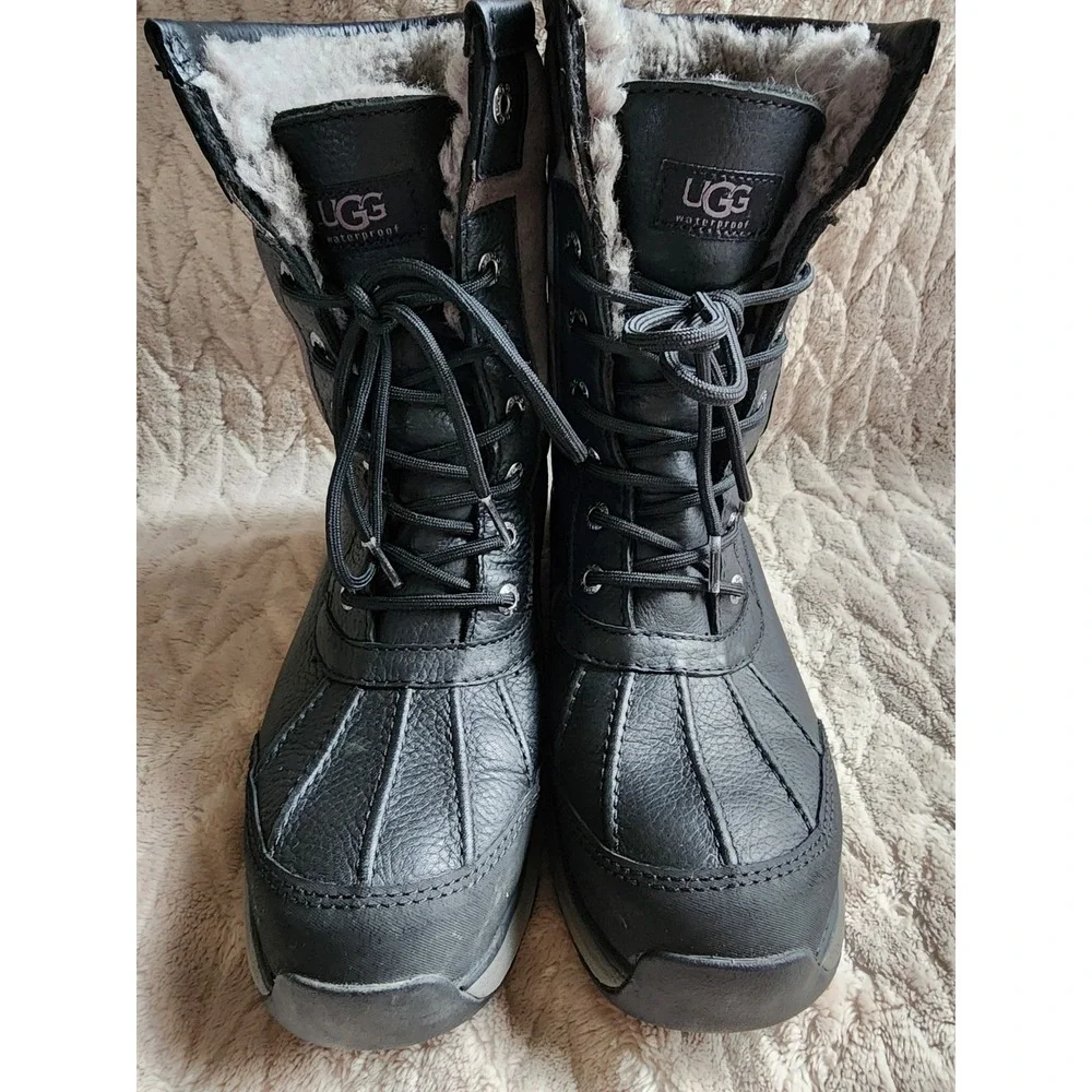 UGG Adirondack III Waterproof Black Grey Winter Boots Womens 8.5
